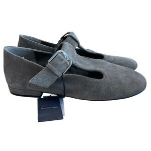 Massimo Dutti NWT Taupe Buckled Strap Suede Flats